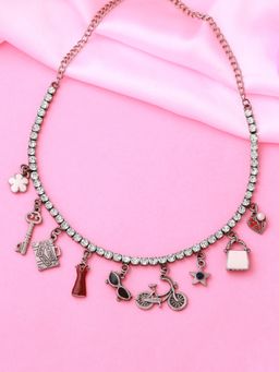 Estele - Rhodium Plated Charm Necklace for Women